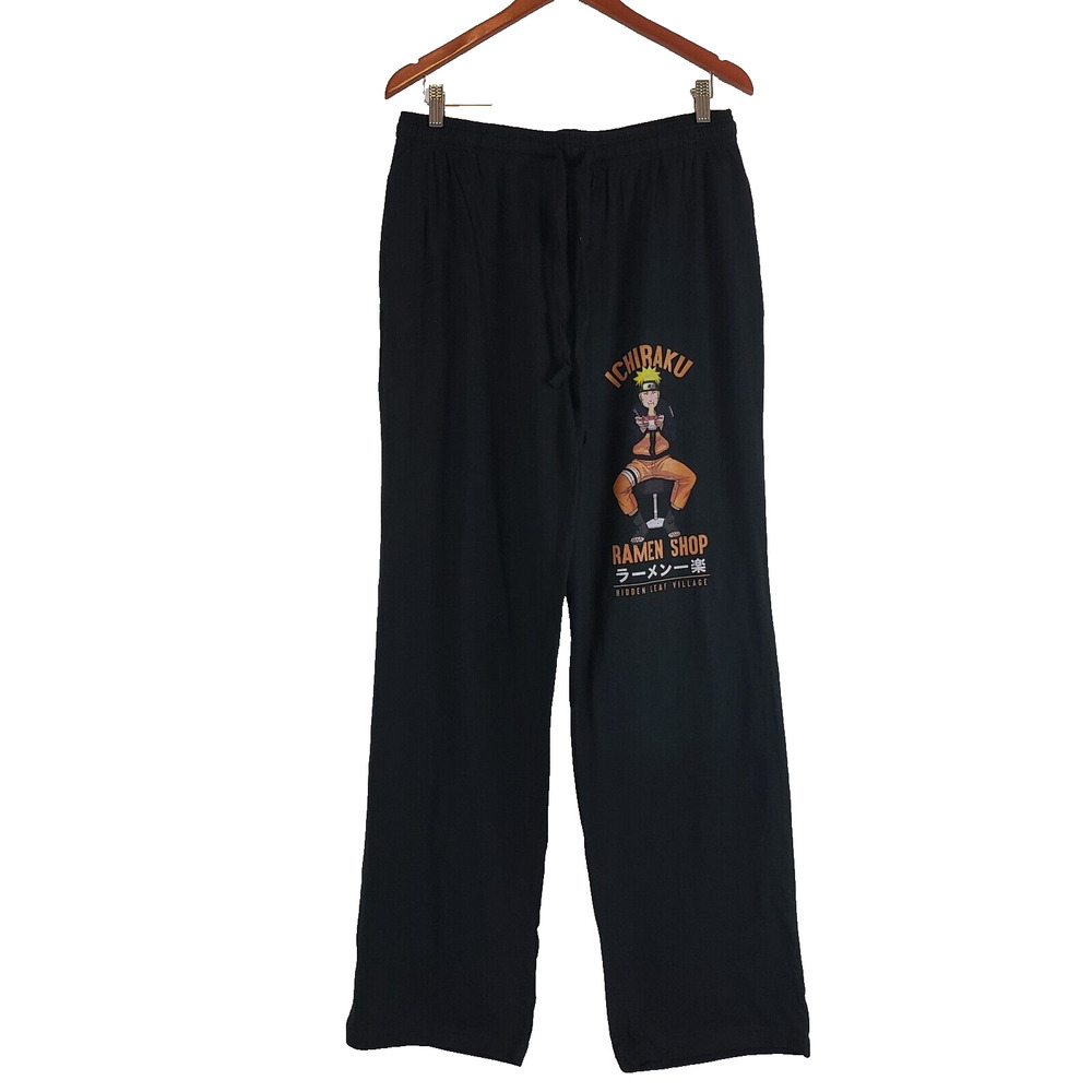 NEW!! Naruto Ichiraku SIZE L Mens Ramen Lounge Black Lounge Pajama Pants Anime